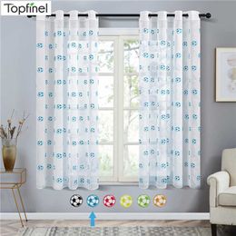 Topfinel Embroidered Football Sheer Curtain for Living Room Bedroom Children Kids Room Tulle Window Curtain Yarn Drapes 211203