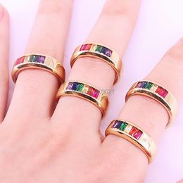 Cluster Rings 10Pcs Fashion Jewelry Colorful Cz Cubic Zirconia Engagement Simple Round Circle