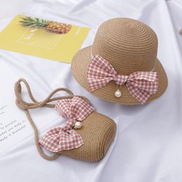 Children's Sun Hat Girls Straw Hats Cute Princess Summer Female Baby Beach Bag Wide Brim