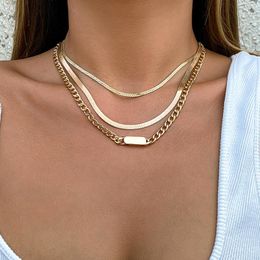 flat snake chains Canada - Pendant Necklaces Ingemark Fashion Statement Vintage Flat Snake Chain Necklace For Women Girl Collares Smooth Link Choker Boho Gothic Neck J