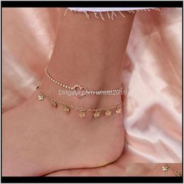 Drop Delivery 2021 Heart Love Butterfly Anklet Beach Yoga Fashion Jewelry Aessories Women Bracelet Foot Anklets Bevyz