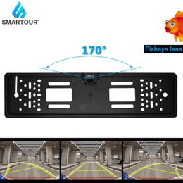 Car Rear View Cameras& Parking Sensors Smartour 170 Degree Waterproof European Licence Plate Frame Backup Number Camera 12LED Night Vision C