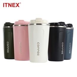 380ML/510ML Style Double Stainless steel 304 Coffee Mug Car Thermos Mug Leak_Proof Travel Thermo Cup Thermosmug For Gifts 210804