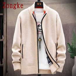 Zongke Koreanische Strickwaren Strickjacke Männer Pullover Solide Zipper Pullover Für Männer Slim Fit Winter Kleidung M-4XL 211006