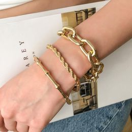 Link, Chain B1248 Exaggerated Mix Twist Bracelet Women Fashion Simple Bamboo Set