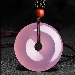 Haute Jewellery Fashion Chalcedony Safety Clasp Pendant Auspicious Prayer Necklace Designed for Couples Christmas Gifts