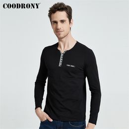 COODRONY Cotton T Shirt Men Spring Autumn New Long Sleeve T-Shirt Men Henry Collar Tee Shirt Men Fashion Casual Tops 7617 210409