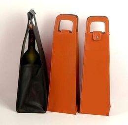 Gift Wrap PU Leather wine or champagne bottle gift bags tote travel bag leather single wine bottle carrier bag Case Organizer wine bottle gift wrap DH8340