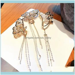 Jewellery Jewelryfashionable Simple Pearl Tassel Butterfly Hair Aessories Women Luxury Korean Hairpin Sweet Girl Party Headdress Clips & Barre