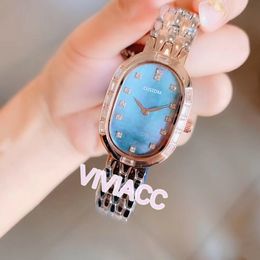Classic Stainless steel geometric oval watches multicolor Mother of pearl shell clock Women Ice Diamonds Quartz watch 32mm