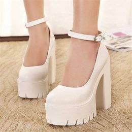 2020 new spring autumn casual high-heeled shoes sexy ruslana korshva thick heels platform pumps Black White Size 42 X0526