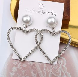 Wholesale 20 Colour Charm Stud Earrings High-end 18K Gold Plated Geometric Heart Inlay Full Diamond Pearl Pendant Ear Loop Luxury Designer Brand Letter Women Jewellery