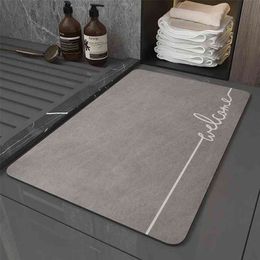 Modern Simple Bath Mat Anti Slip Bathroom Rug Doormats Toilet Entrance Water Absorption Mats Bathroom Quick Drying Bath Mats 210622