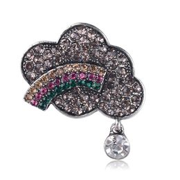 Fashion Vintage Rainbow Brooch Polychrome Rhinestone Cloud Brooches for Women Trendy Corsage Pins Jewellery Accessories