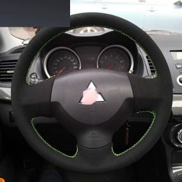 For Mitsubishi N9 lancer Outlander Pajero V73 V93 DIY custom leather hand-sewn car interior steering wheel cover