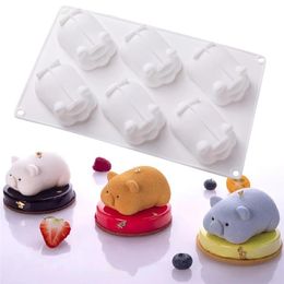 6 Cavity Cute Pig Silicone Cake Mould For Baking Mousse Chocolate Moulds Pans Dessert Decorating Tools