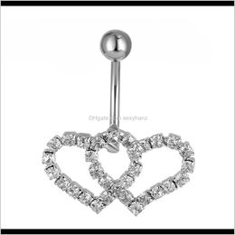 Navel & Bell Drop Delivery 2021 0335( 2 Colors) Belly Button Rings Body Piercing Jewellery Heart Clear Colours Dangle Accessories Fashion Double