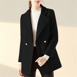 Women Blazer Dress Autumn Black Korean Female Elegant Jacket Office Double-breasted Long Lace 210514