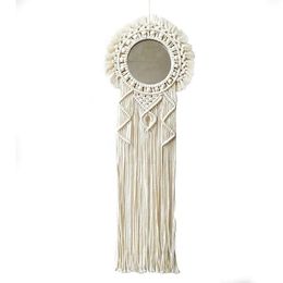 Mirrors Bohemian Macrame Wall Hanging Decorative Mirror Handmade Woven Mandala Tapestry For Home Living Room Decor