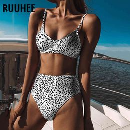 RUUHEE Sexy Bikini Women High Waist Bikini Padded Push Up Swimsuit Beachwear Bathing Suit 2021 Hot Swimwear Biquini Female X0522