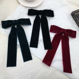 Velvet Vintage Black Solid Hair Bow Hairpins Women Elegant Hair Clips Barrettes Bowknot Hairpin Barrette Hair Accessories