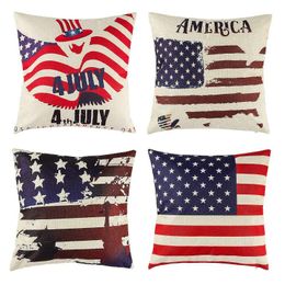 Cushion/Decorative Pillow US Flag Sleeve Cotton Flax Patriotic July 4 Independence Day Throwing