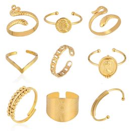 Snake ring punk steel women gothic boho Coin chain women's set open gold 2021 fashion Jewellery s gift X0715