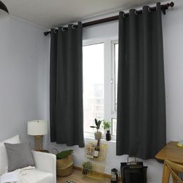 Curtain & Drapes Solid Deep Grey Blackout Curtains For Living Room Decor Mordern Thick Fabric Kitchen Window 140x215cm