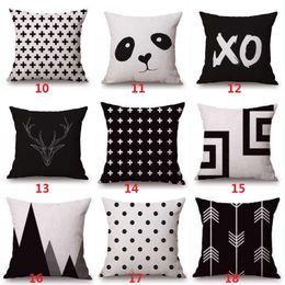 NewGeometry Pillow Covers Black White Geometry Cushion Covers Cotton Linen Printed Sofa Bed Nordic Decorative Pillow Case EWE7307