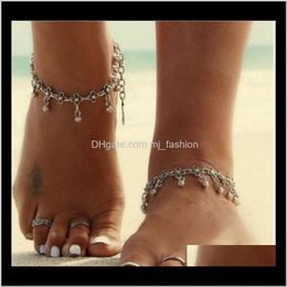 Anklets Jewelrybohemian Gypsy Turkish Tribal Sier Coin Anklet Ankle Bracelet Boho Foot Jewellery 1798 Drop Delivery 2021 Gvyht