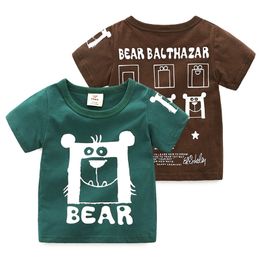 Summer Fashion Design 2 3 4 6 8 10 Years Children'S Clothing Short Sleeve Cartoon Bear Cotton T Shirts For Kids Boy 210701