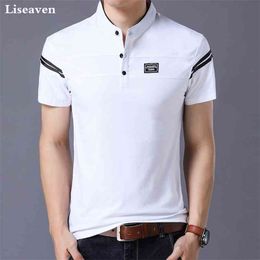 Liseaven Men's T Shirt Short Sleeve Mandarin Collar T-Shirt Tops & Tees Male Tshirts Men Clothing 210409