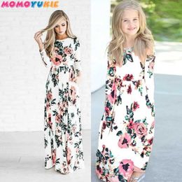 Mom And Daughter long sleeve Dress Floral printed Long Dress Mother Daughter Mommy Me Dresses Clothes Family Matching Outfits 210713