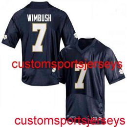 Stitched 2020 Men's Women Youth #7 Brandon Wimbush Notre Dame Navy NCAA Football Jersey Custom any name number XS-5XL 6XL