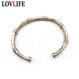 Vintage Fashion Brass Bangles for Men Women Bamboo Cuff Bangles Couple Jewellery Christmas Gift European Girl C-shaped Bracelets Q0719