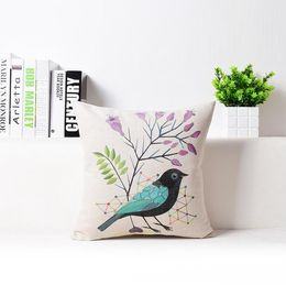 Cushion/Decorative Pillow 17"/20" Pastoral Flower And Bird Style Thick Cotton Cushion Cover Sofa Office Pillowcase Car Home Decoration