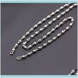 Chains & Pendants Jewelrychains Fnj 4.5Mm Skull Chain Punk Necklaces 925 Sier 45Cm To 80Cm Fashion Original S925 Thai Men Necklace Jewellery D