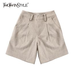 Casual Solid short For Women High Waist Pocket Minimalist Wide Leg Loose Shorts Female Fashion Clothing 210521