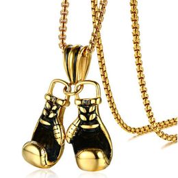 Pendant Necklaces Boxing Glove Necklace Punk Jewelry Cool Retro Men Chains Link Titanium