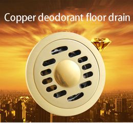 Other Bath & Toilet Supplies 10 CM Brass Round Floor Drain Cover Shower Waste Drainer Grate Gold272m