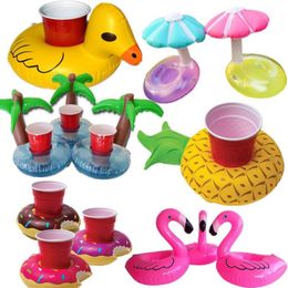 Mini Inflatable Fruit Animal Shape Swimming Pool Drink Cup Stand Holder Float Toy Coasters For Water Beverage Bottle Beach Coasters