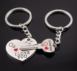 Zinc Alloy Silver Plated Lovers Gift Couple I Love You Heart Keychain Fashion Keyring Creative Key Chain