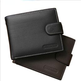 Wallets Genuine Leather Wallet Men's Clip Cowhide Money Bag Brand Designer Coin Small Clutches Purse Pouch Short WalletWallets