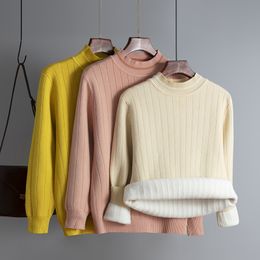 SINGREINY Thicken Knitted Sweater Women Mock Neck Long Sleeve Solid Slim Pull Femme Winter Korean Thick Warm Knitting Pullovers 210419