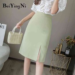 Elegant Vintage Women Skirt Office Work Wear Casual Summer High Waist Skirts Fashion All-match Slim Street Saia Mujer 210506