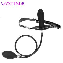VATINE SM Bondage Fetish For Couples Flirt Sex Products Open Mouth Gag Adult Games Inflatable Penis Gag Mouth Plug P0816