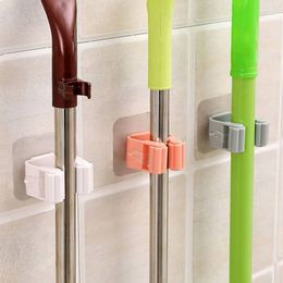 mop hook wall hanging bracket broom storage rack kitchen clip seamless suspension no scratch and perforated bathroom storage abs material multi-color optional