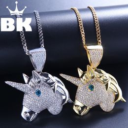 THE BLING KING Custom Lovely Necklace Hip Hop Full Iced Out Cubic Zirconia gold sliver CZ Stone X0509
