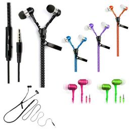 Zipper Earphones Headset 3.5MM Jack Bass Earbuds In-Ear Zip Earphone Headphone with MIC for Samsung android iphone