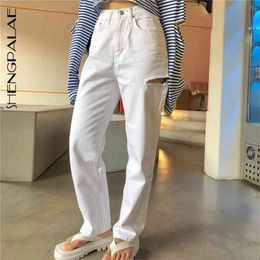 Spring Casual Jeans Woman Long Trousers Cowboy Female Loose Streetwear High Waist Hollow Out Pants ZA5582 210427